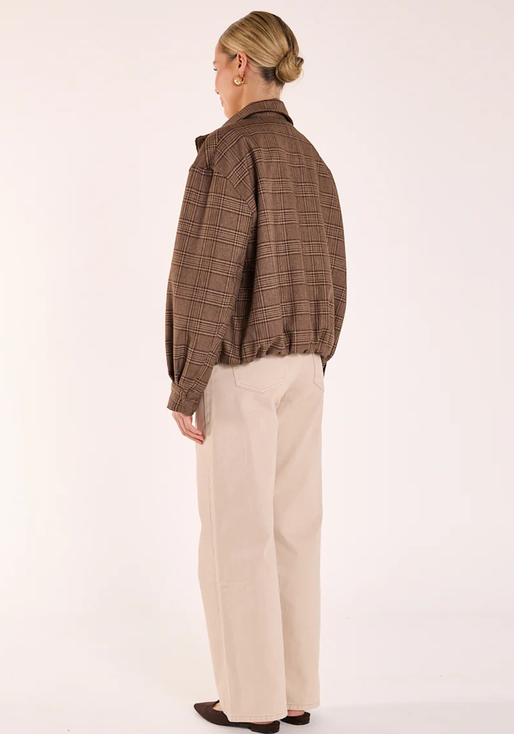 FEATHER + NOISE MEGAN BOMBER - BROWN CHECK