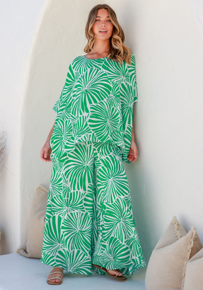 Load image into Gallery viewer, WREN WIDE LEG PANT - GREEN PRINT