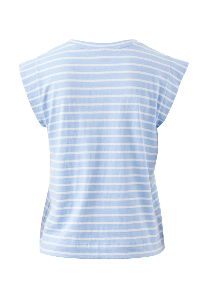 CERES LIFE ESME EXTENDED SHOULDER TEE - BLUE/WHITE STRIPE