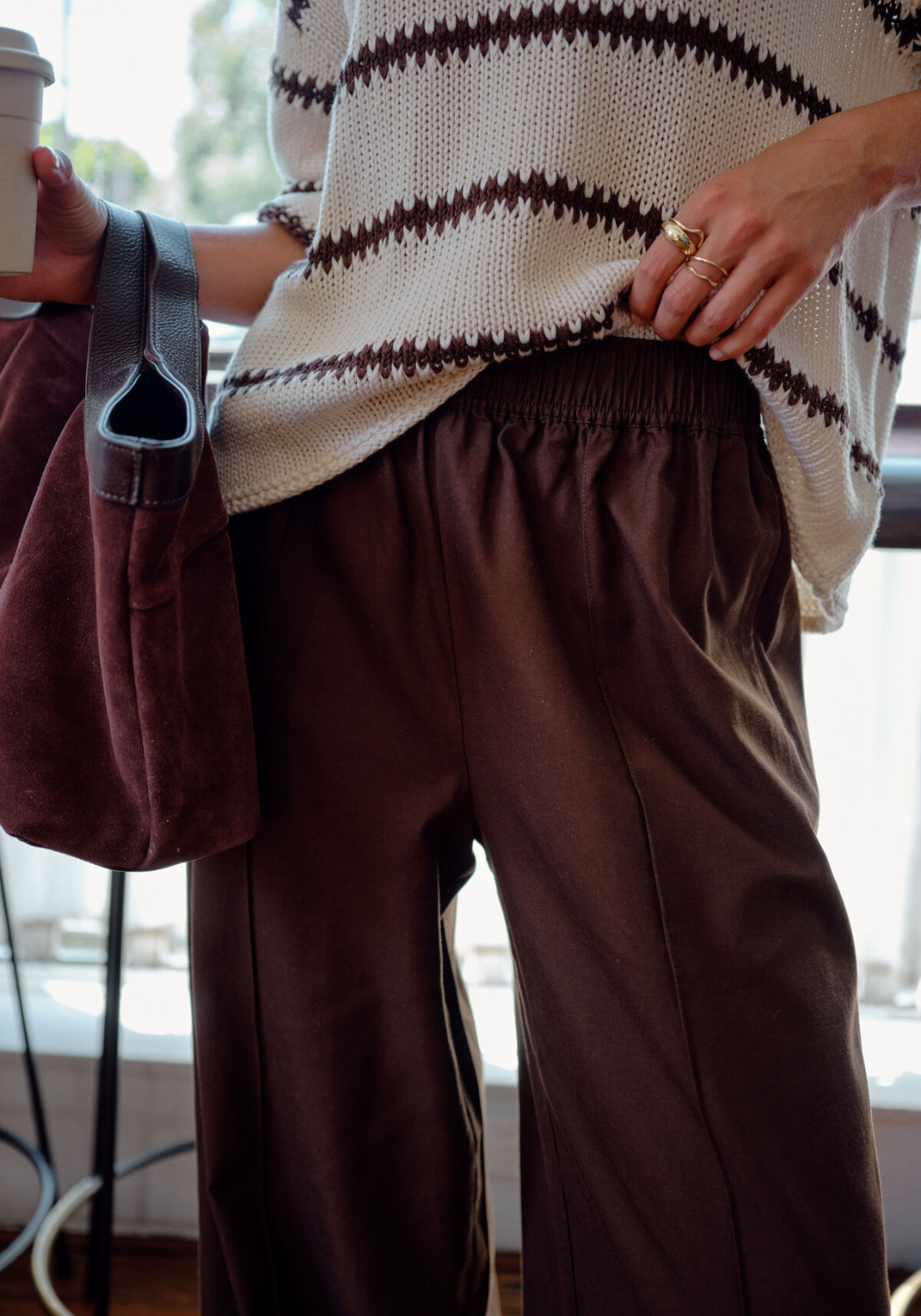 CERES LIFE IZZIE PINSTITCH PANT - CHOCOLATE