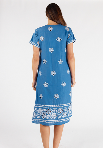 LULA SOUL COTTON ST LUCIA DRESS - BLUE ANGLAISE