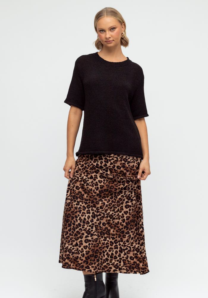 EMERY RELAXED KNITTED TEE - BLACK