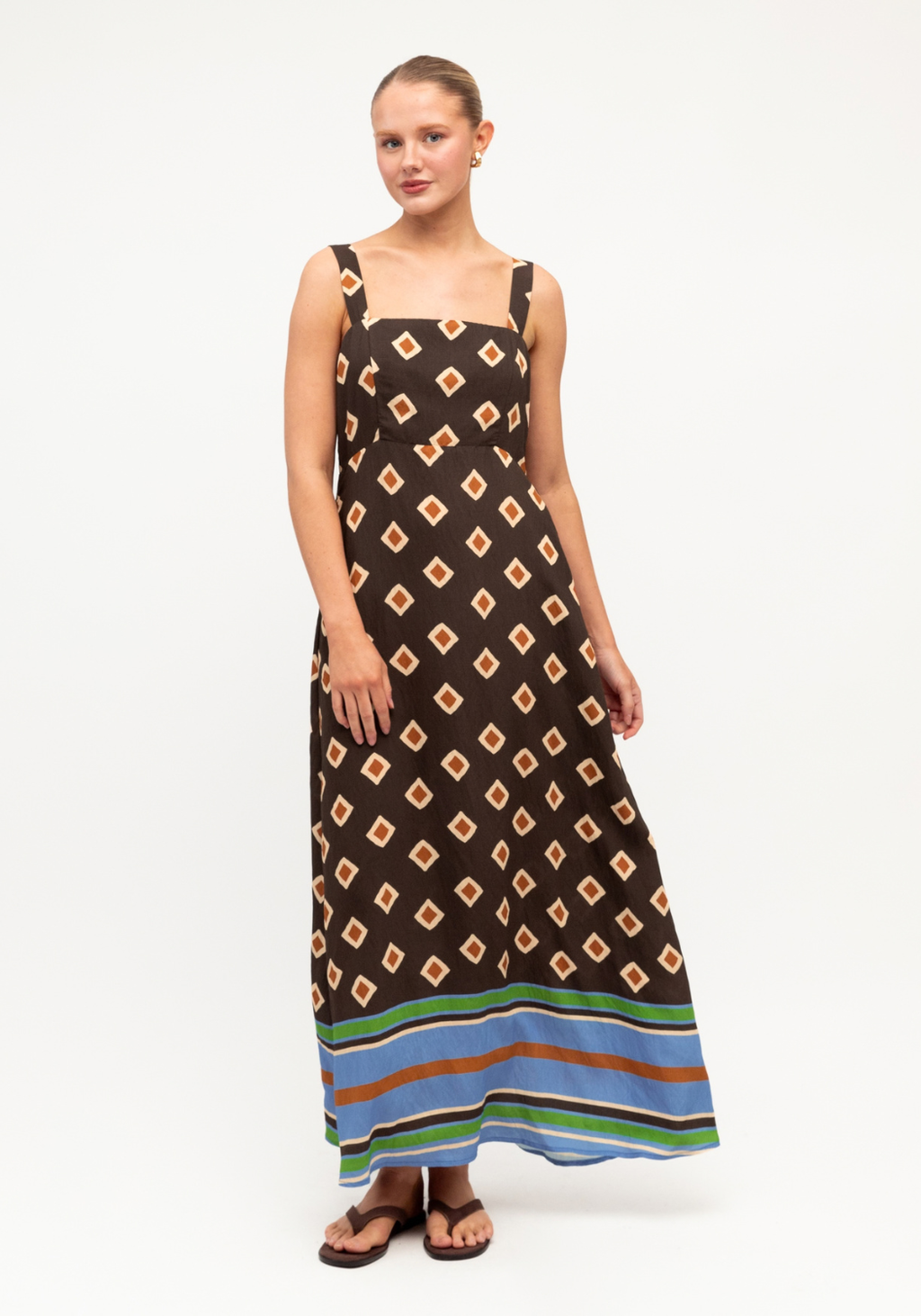ZAHARA BORDER PRINT MAXI DRESS - RESORT GEO PRINT