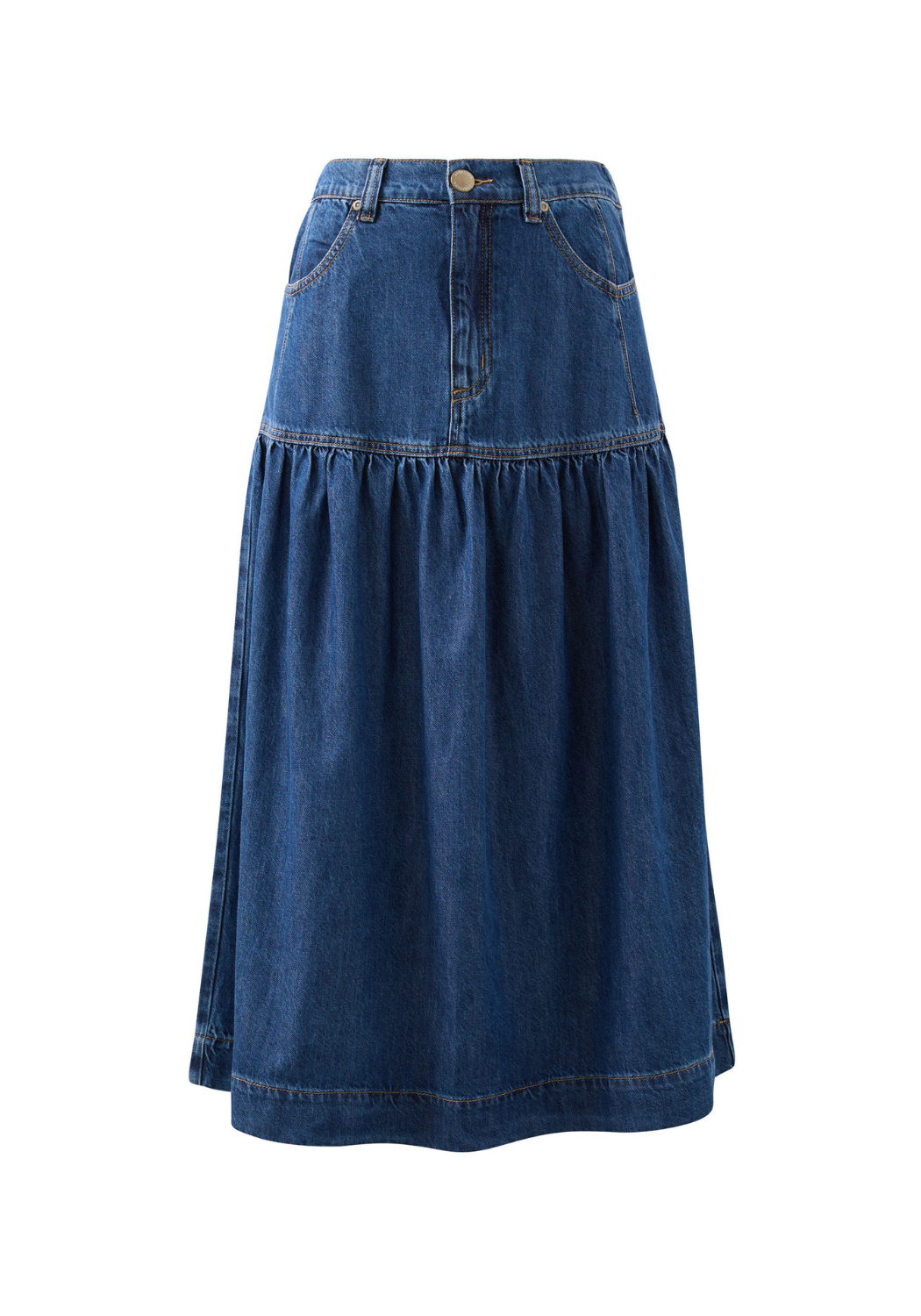 CERES LIFE DROP WAIST MIDI SKIRT - CASPIAN BLUE