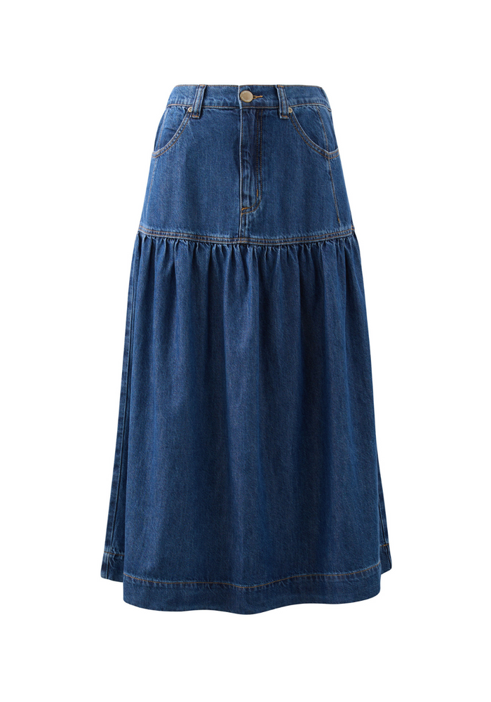 Load image into Gallery viewer, CERES LIFE DROP WAIST MIDI SKIRT - CAPSIAN BLUE