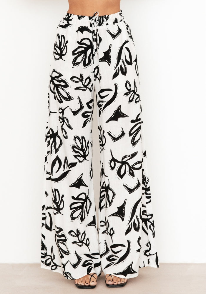 Load image into Gallery viewer, AMANDA RELAXED PANTS - BLACK PRINT