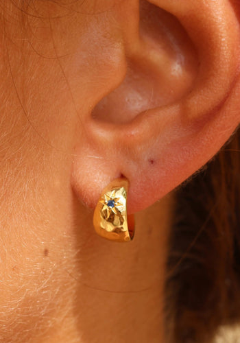 TONI MAY MIA BABY SAPPHIRE HOOPS - GOLD
