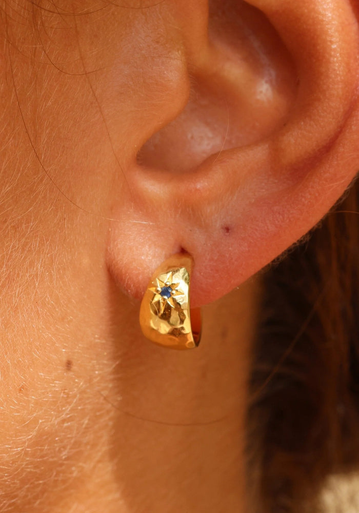 TONI MAY MIA BABY SAPPHIRE HOOPS - GOLD