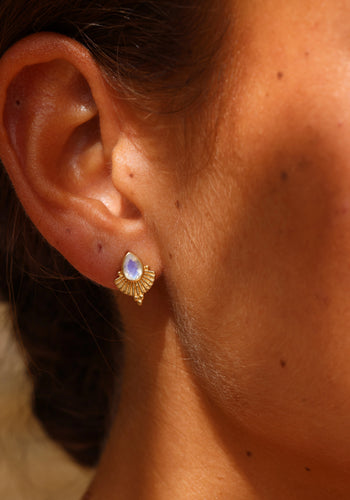 TONI MAY VENUS MOONSTONE EARRINGS - GOLD