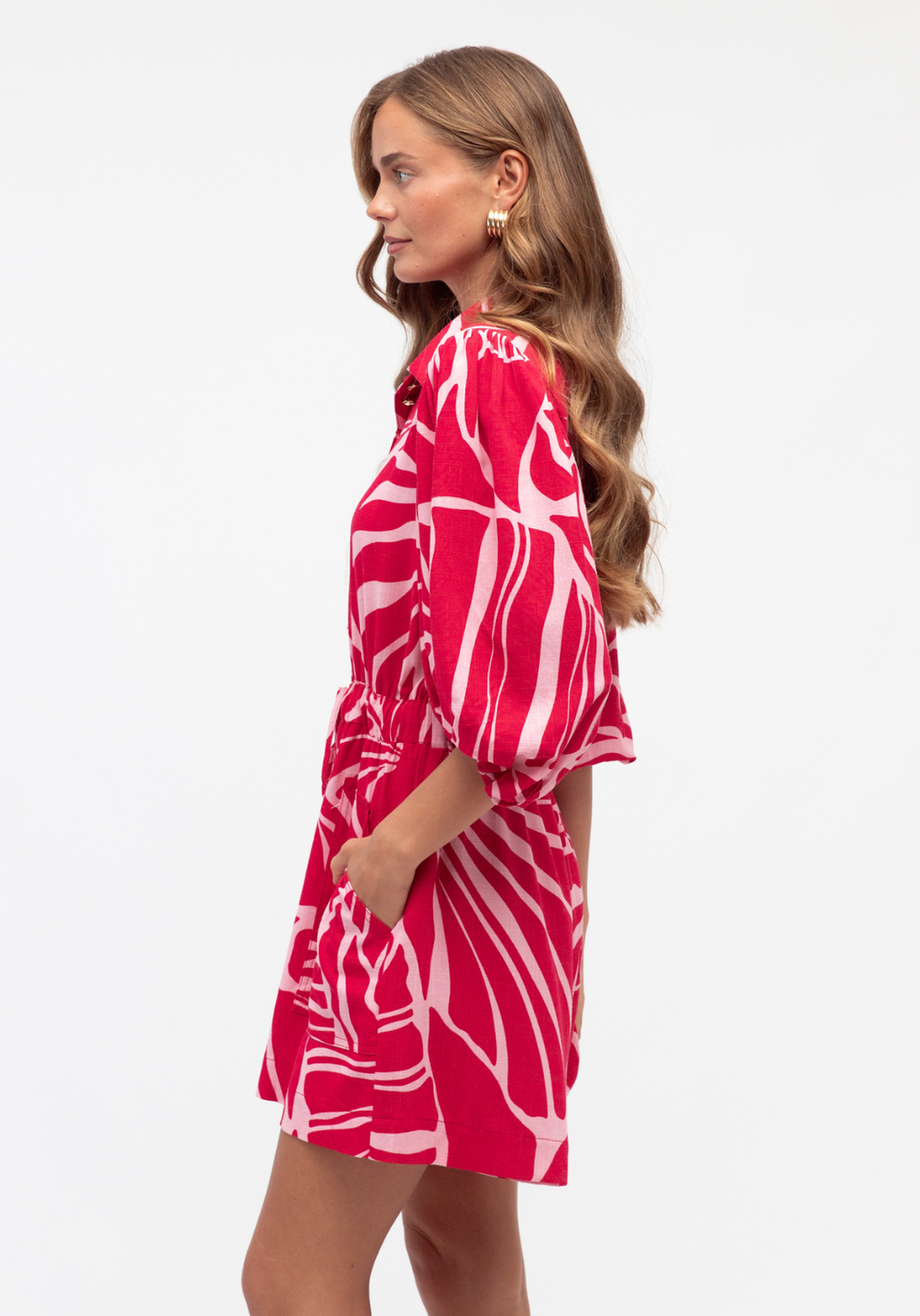 GAIA PLAYSUIT - RED/PINK PRINT