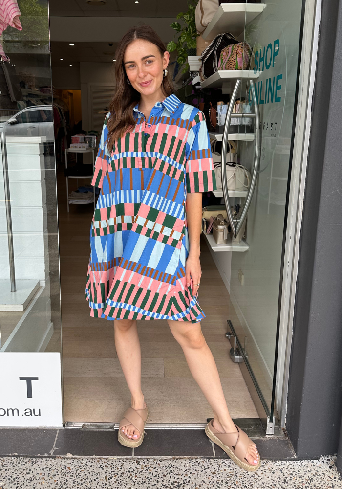 ITAMI CANNES MINI DRESS - BLUE PRINT