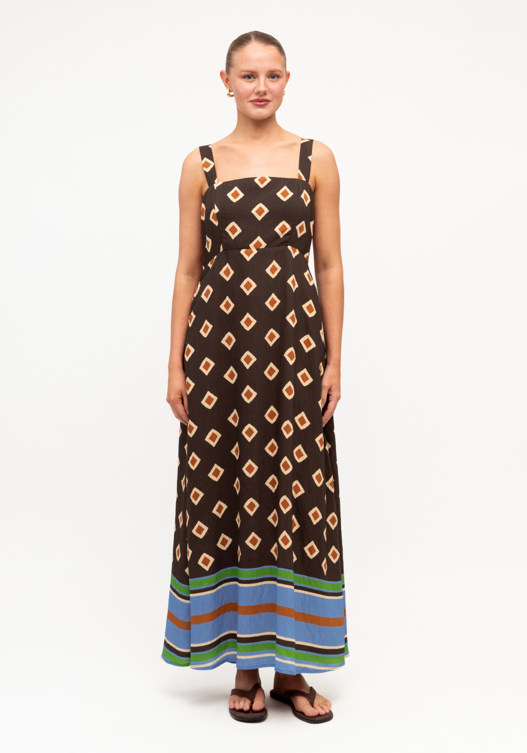 ZAHARA BORDER PRINT MAXI DRESS - RESORT GEO PRINT