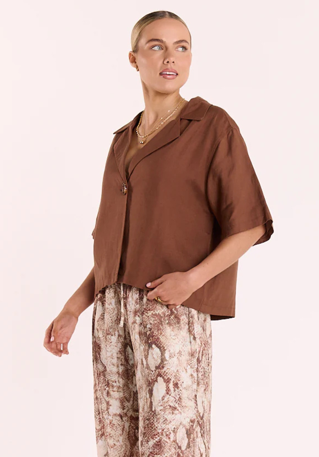 FEATHER + NOISE SYDNEY SHIRT - NUTMEG