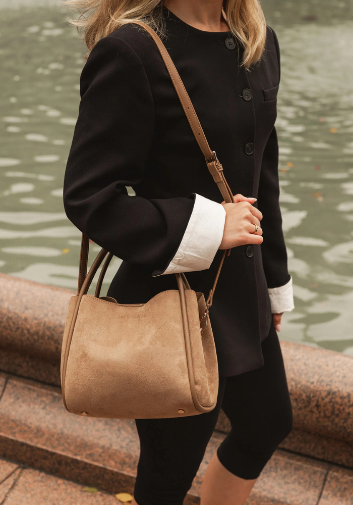 LOUENHIDE STEFFIE SUEDETTE MINI TOTE BAG - HONEY