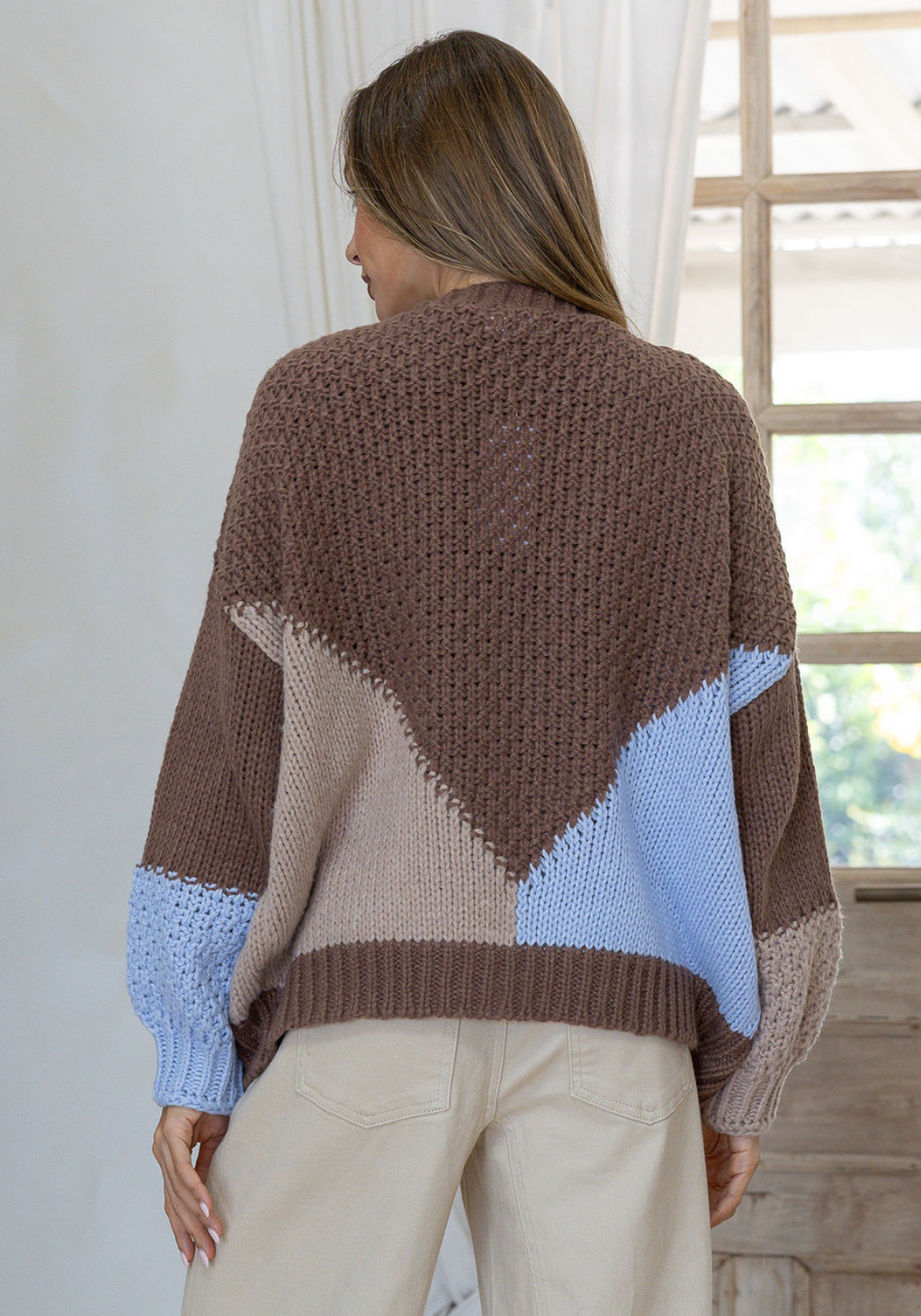 MAEVE KNIT CARDI - CHOC/BLUE