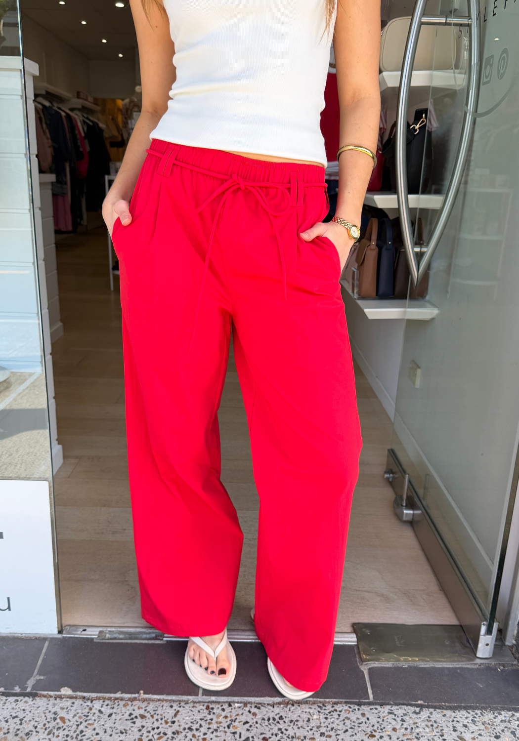 PIP RELAXED PANTS - RED
