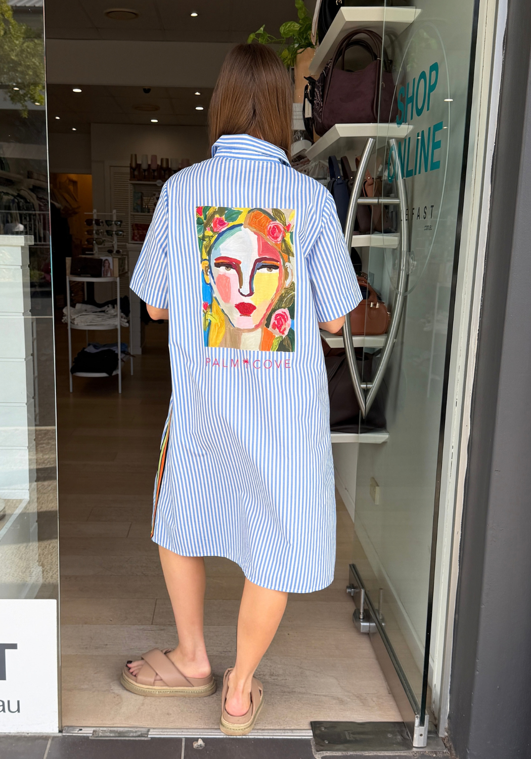FRIDA MIDI SHIRT DRESS - BLUE/WHITE STRIPE