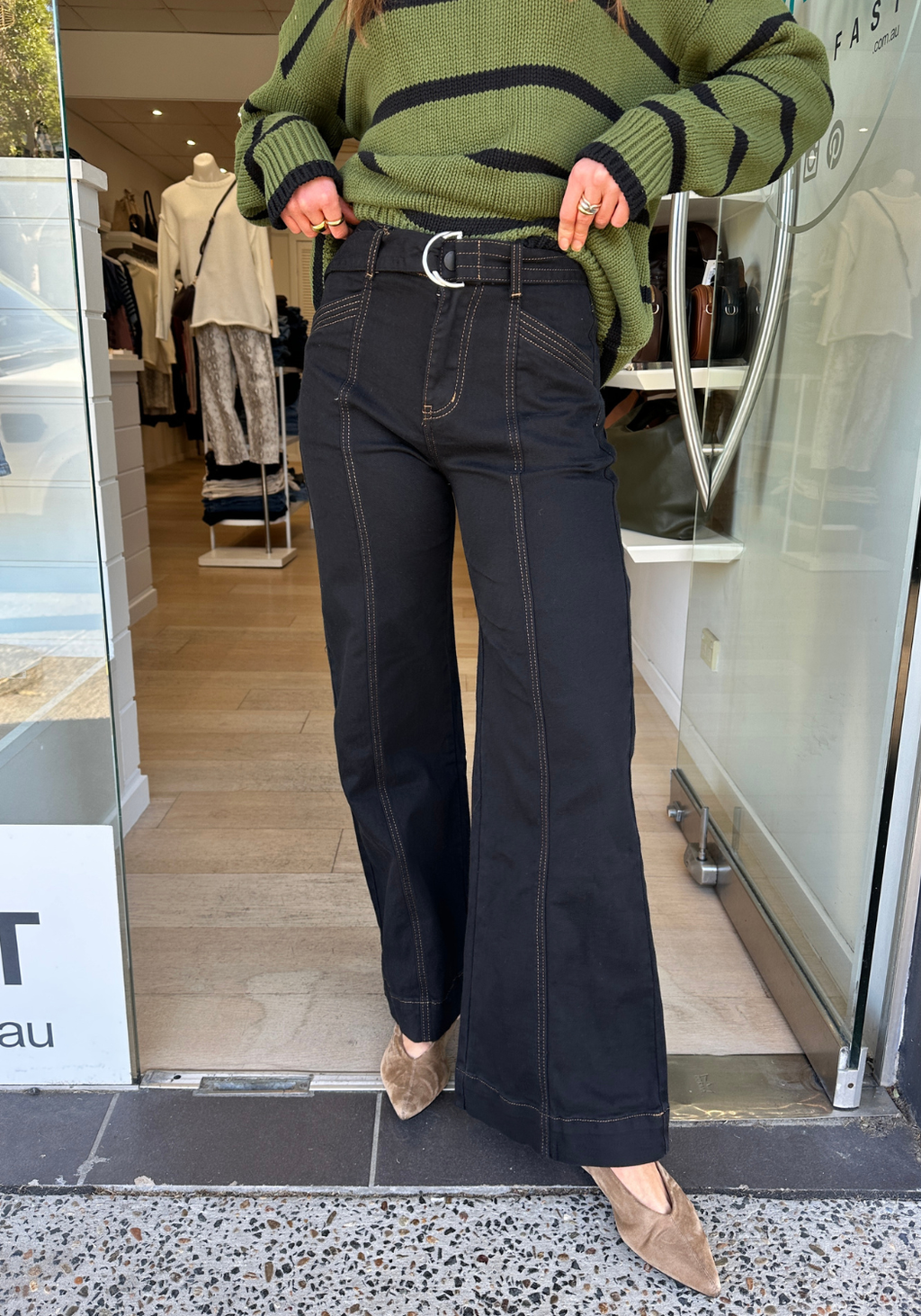 TYLER HIGH WAISTED WIDE LEG JEAN - BLACK