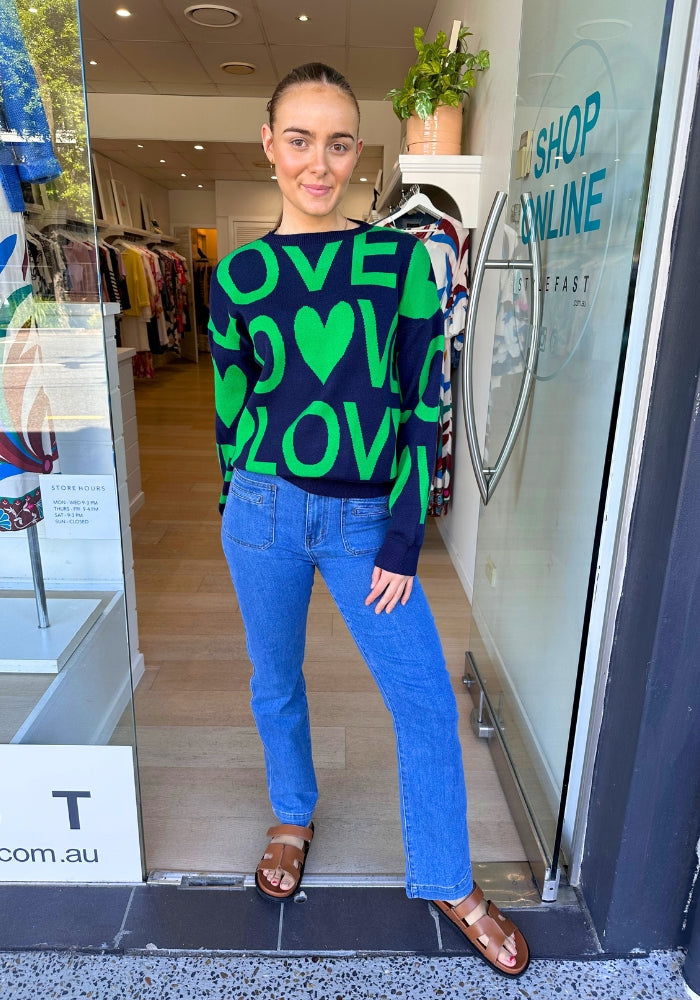 Load image into Gallery viewer, LOVER KNIT - NAVY &amp; GREEN