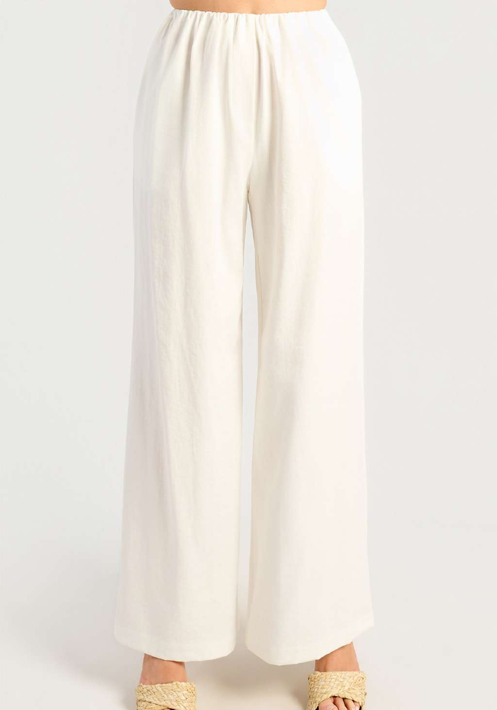 ALBA RUCHED WAIST DETAILED PANTS - WHITE