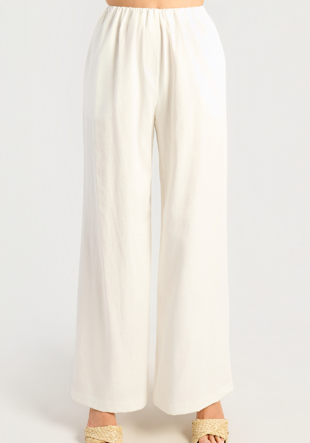 ALBA RUCHED WAIST DETAILED PANTS - WHITE