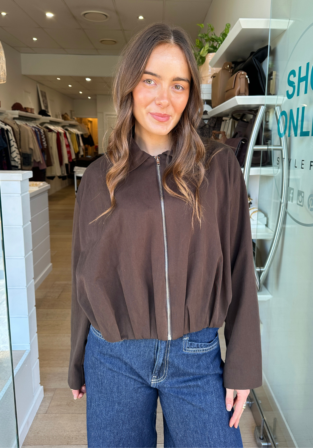 MILA BOMBER JACKET - CHOCOLATE