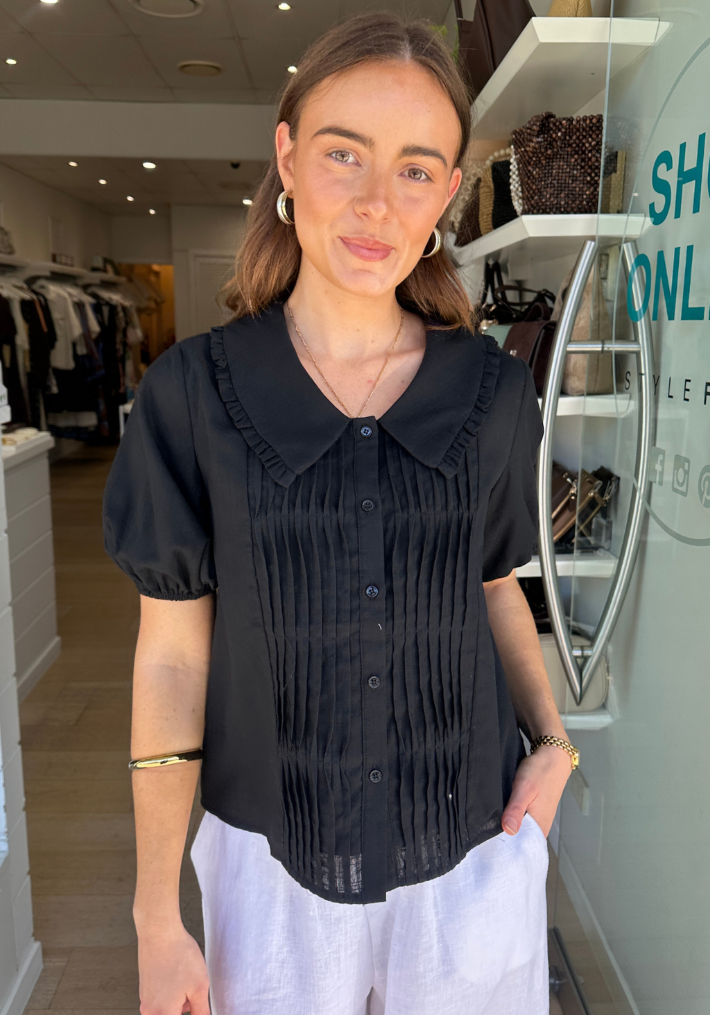 FEATHER + NOISE BETSY TOP - BLACK