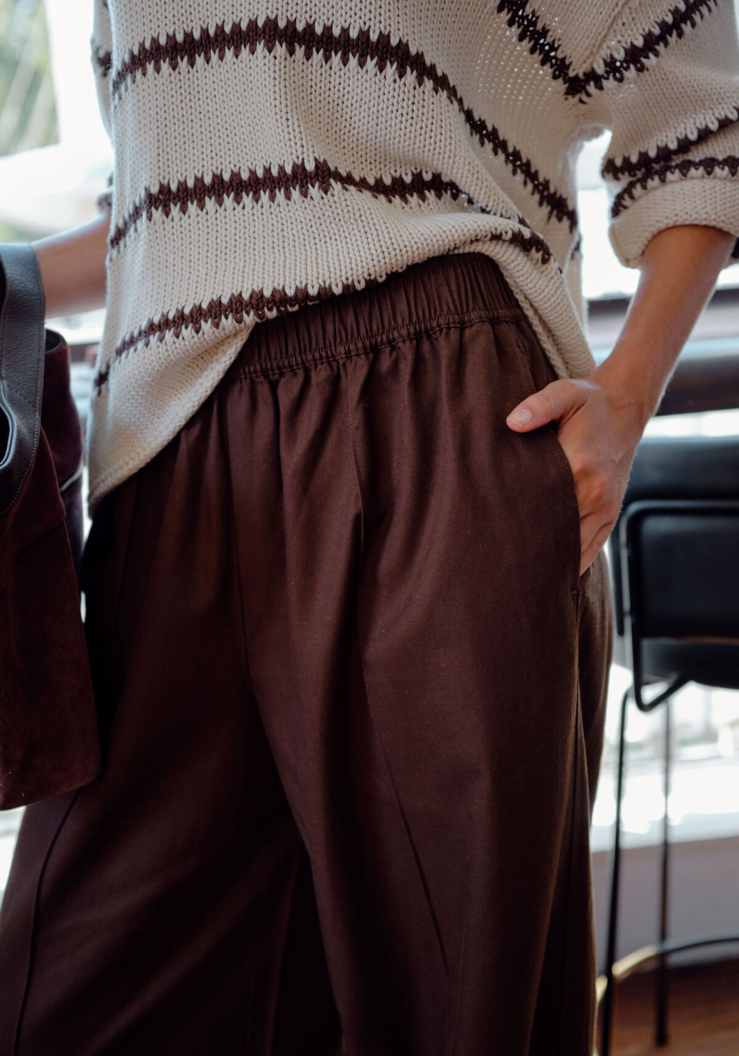 CERES LIFE IZZIE PINSTITCH PANT - CHOCOLATE