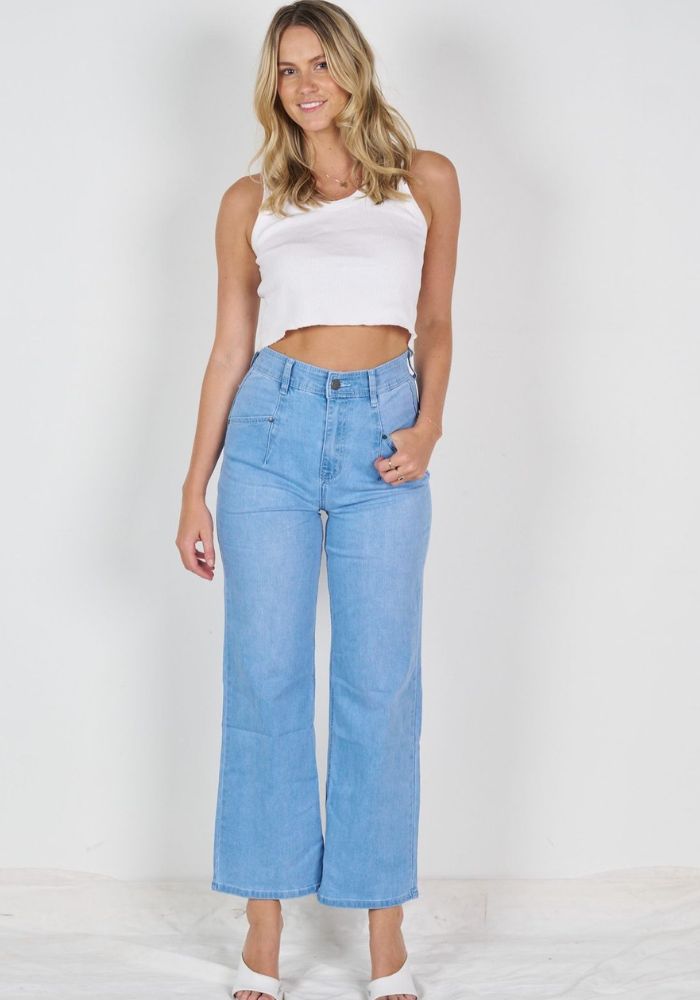 Load image into Gallery viewer, FLAVIA WIDE LEG JEAN - LIGHT BLUE WASH