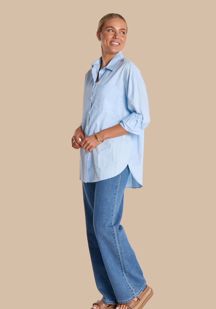 Load image into Gallery viewer, FEATHER + NOISE EVE COTTON SHIRT - POWDER BLUE