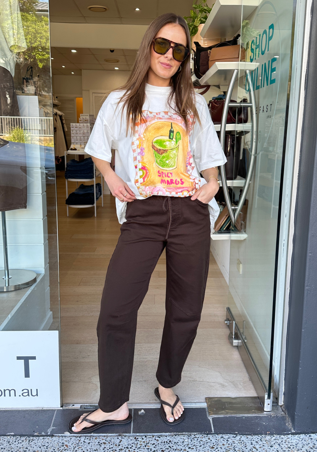 FRANKIE FULL LENGTH BARREL JEAN - CHOCOLATE