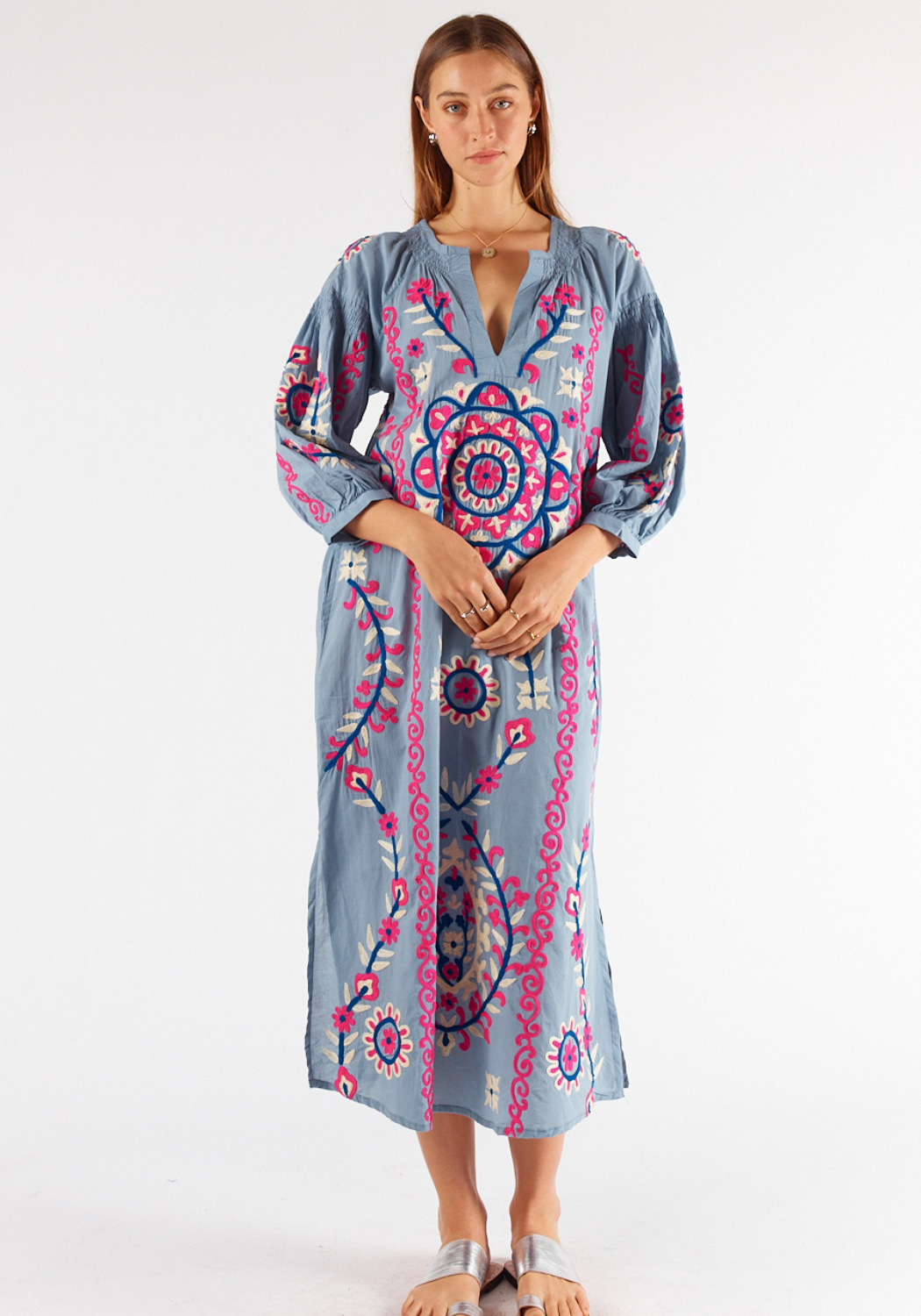 RUBY YAYA MEDITERRANEAN DRESS - LIGHT DENIM WASH