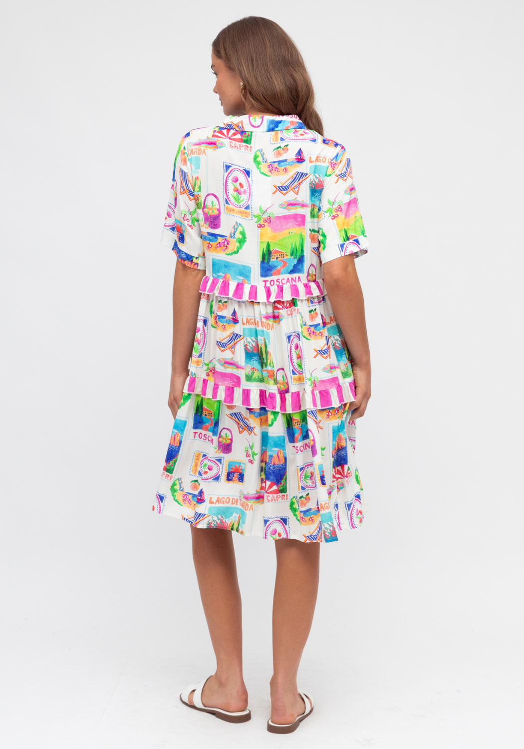 NICOLETTA TIERED MINI DRESS - MULTI PRINT