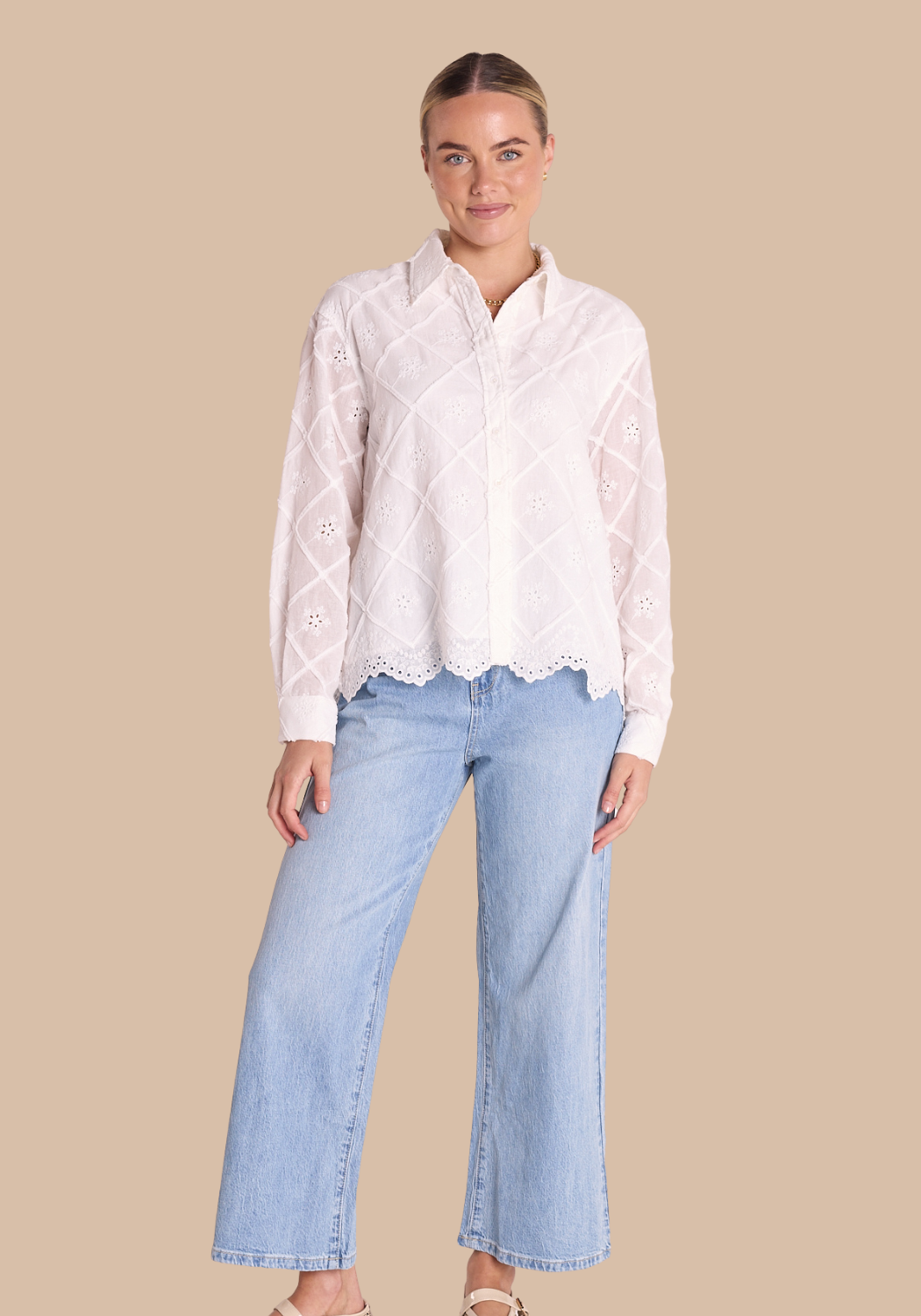 FEATHER + NOISE SIENNA LONG SLEEVE SHIRT - WHITE