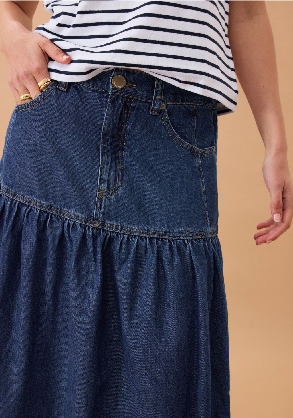 CERES LIFE DROP WAIST MIDI SKIRT - CASPIAN BLUE