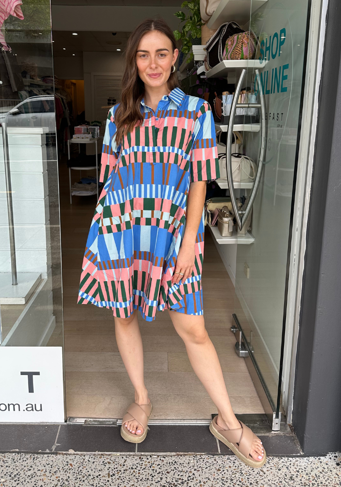 ITAMI CANNES MINI DRESS - BLUE PRINT