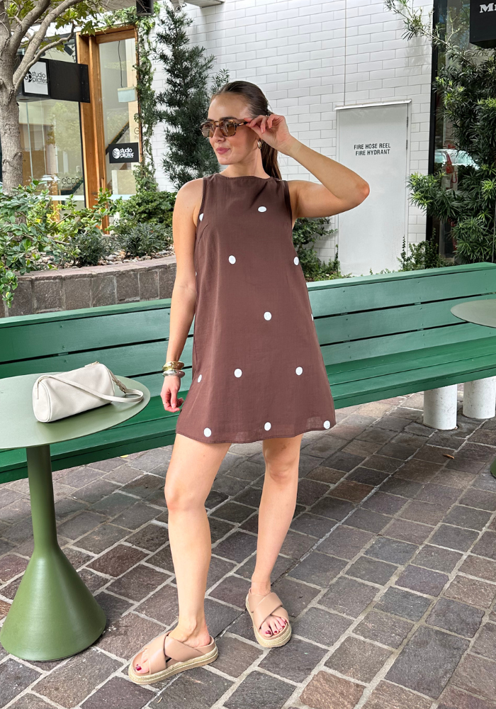 BY FRANKIE SHIFT DRESS - CHOCOLATE SPOT