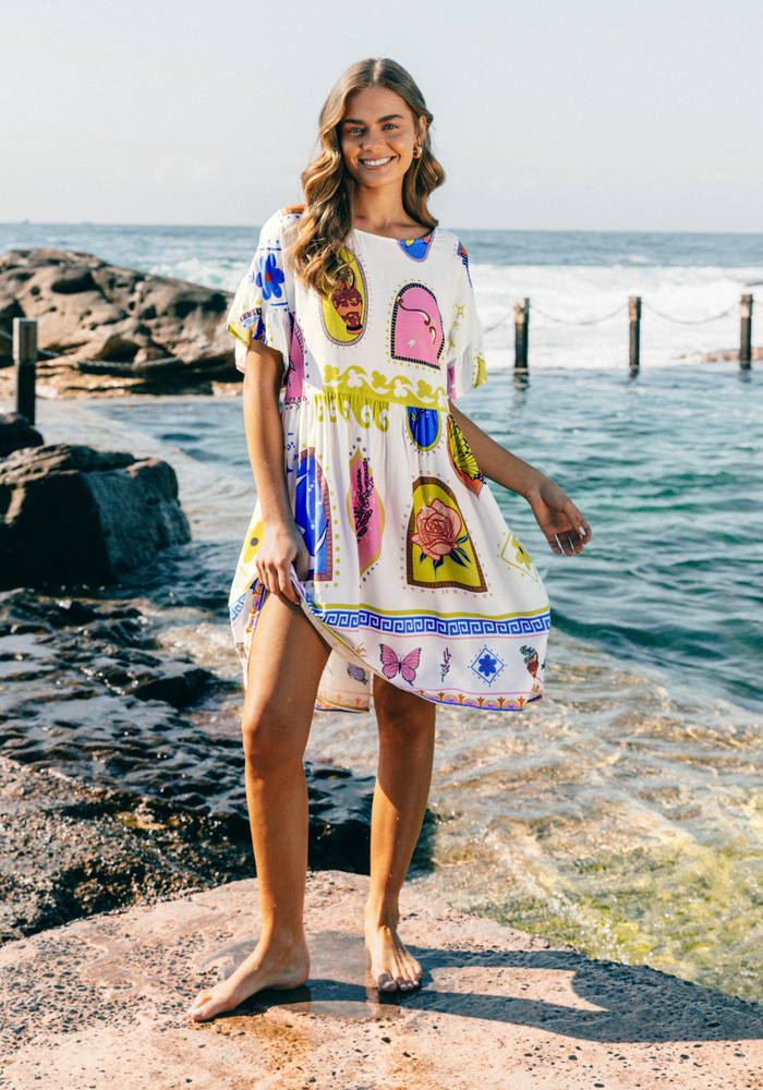 Load image into Gallery viewer, SUNETTA DRESS - MULTI PRINT