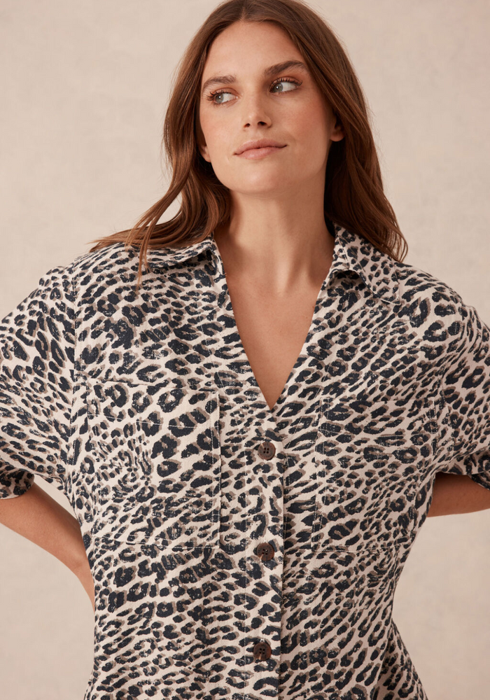 CERES LIFE BOXY SHIRT DRESS - LEOPARD