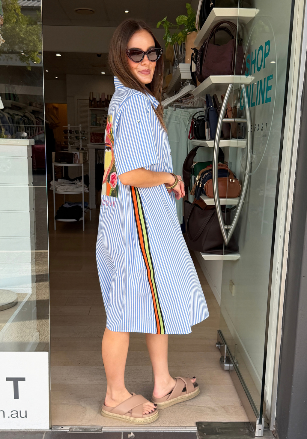 FRIDA MIDI SHIRT DRESS - BLUE/WHITE STRIPE