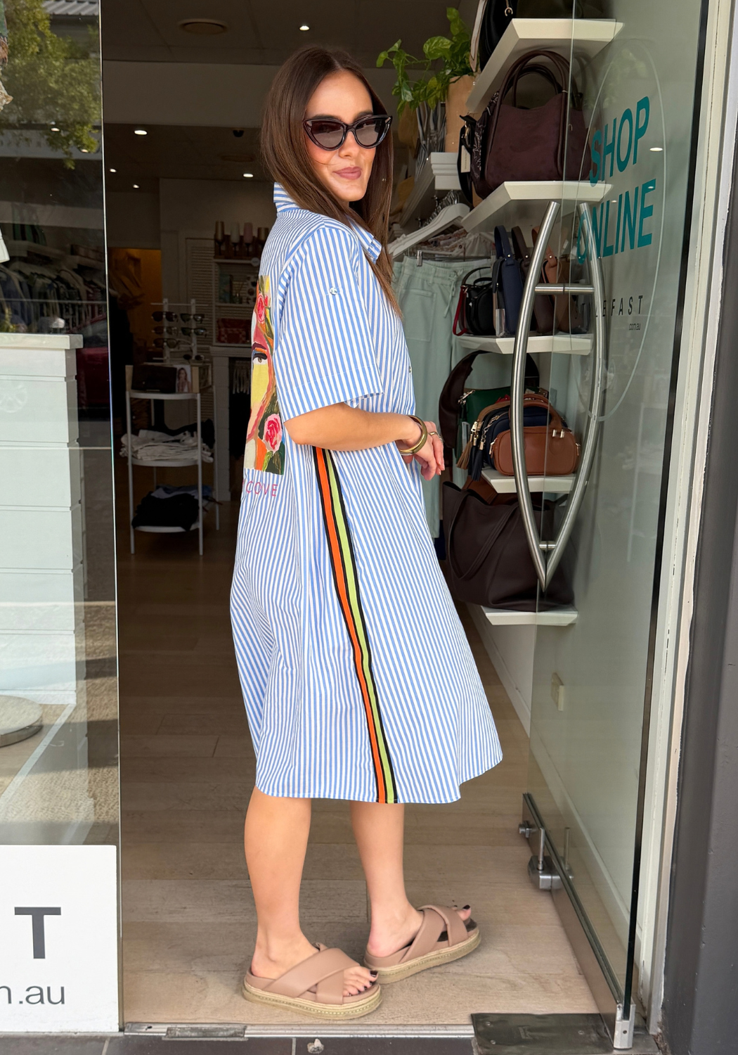FRIDA MIDI SHIRT DRESS - BLUE/WHITE STRIPE