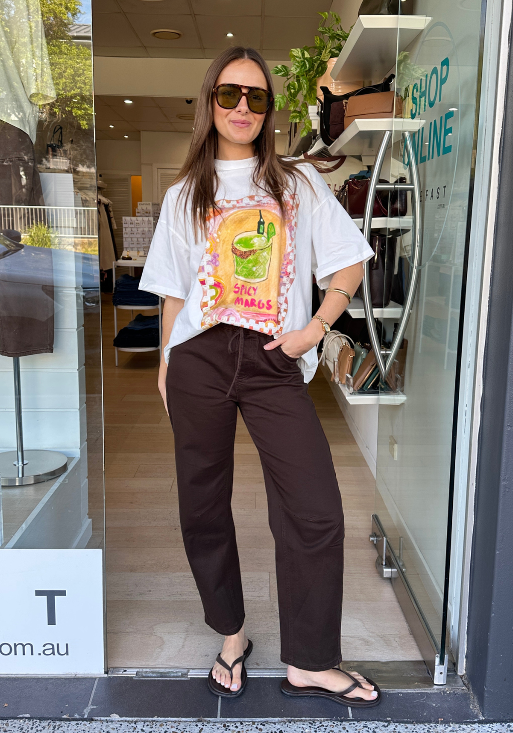 FRANKIE FULL LENGTH BARREL JEAN - CHOCOLATE