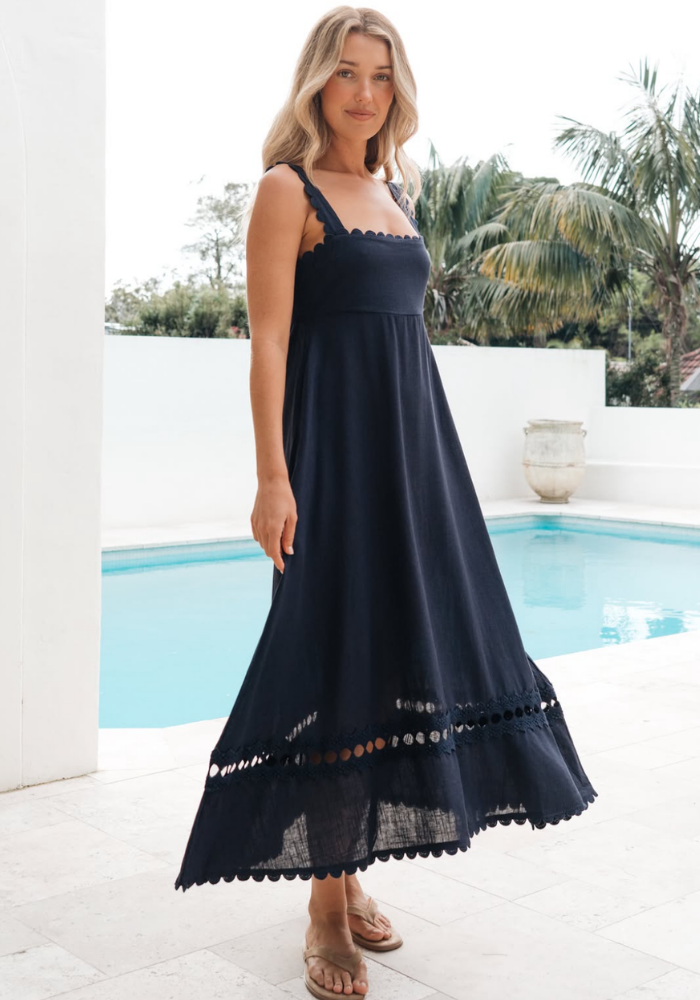 ALLEGRA MIDI DRESS - NAVY
