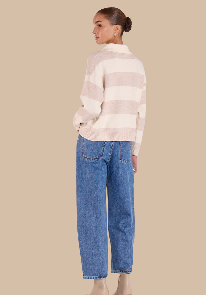 Load image into Gallery viewer, FEATHER + NOISE STEFI RUGBY KNIT - CREAM BEIGE