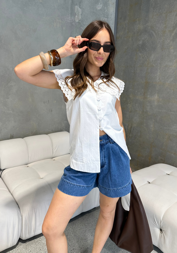 ABIGAIL 100% COTTON TOP - WHITE