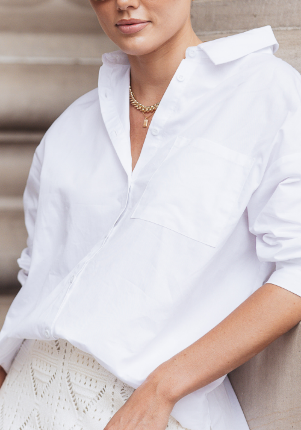 FEATHER + NOISE EVE SHIRT - WHITE