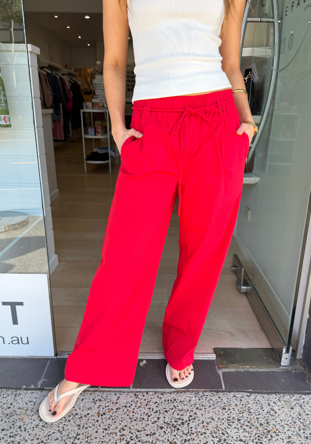 PIP RELAXED PANTS - RED