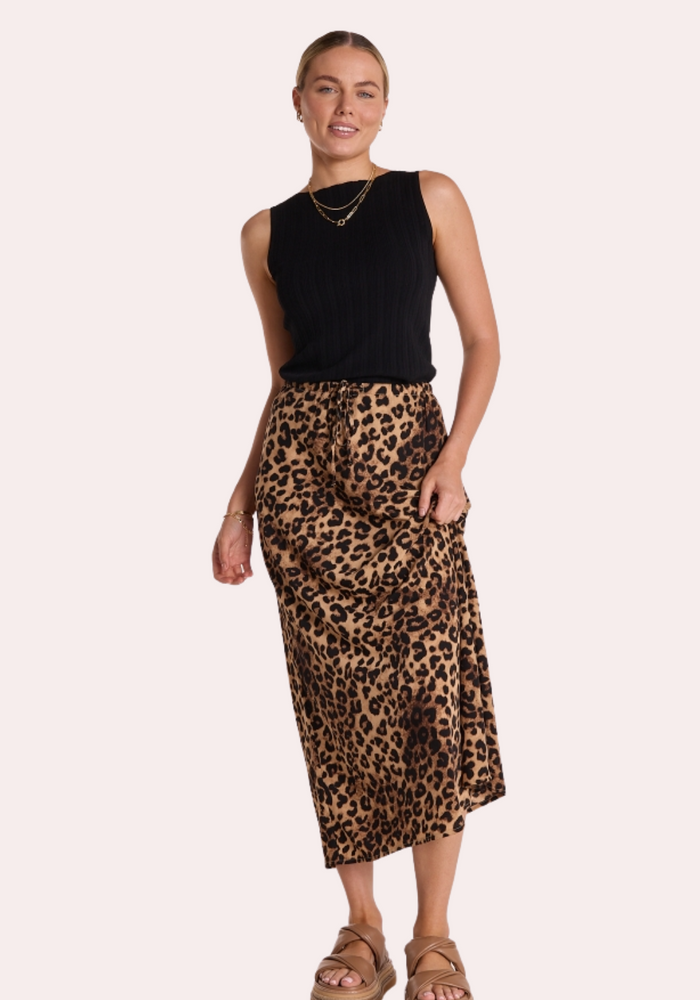 Load image into Gallery viewer, FEATHER + NOISE RILEY SKIRT - LEOPARD