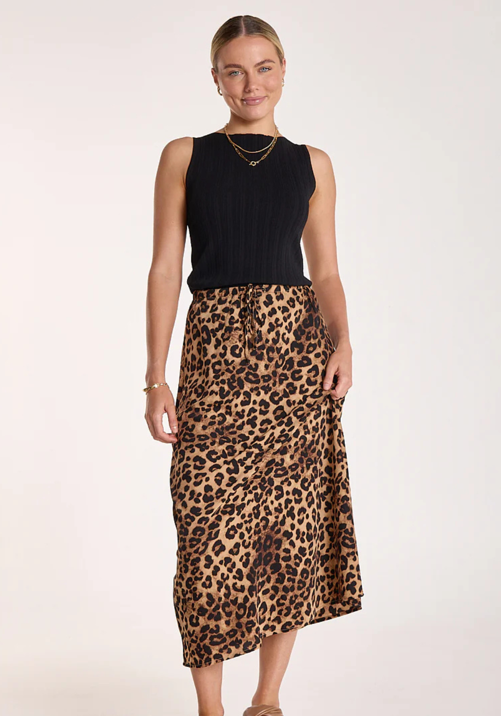 FEATHER + NOISE RILEY SKIRT - LEOPARD