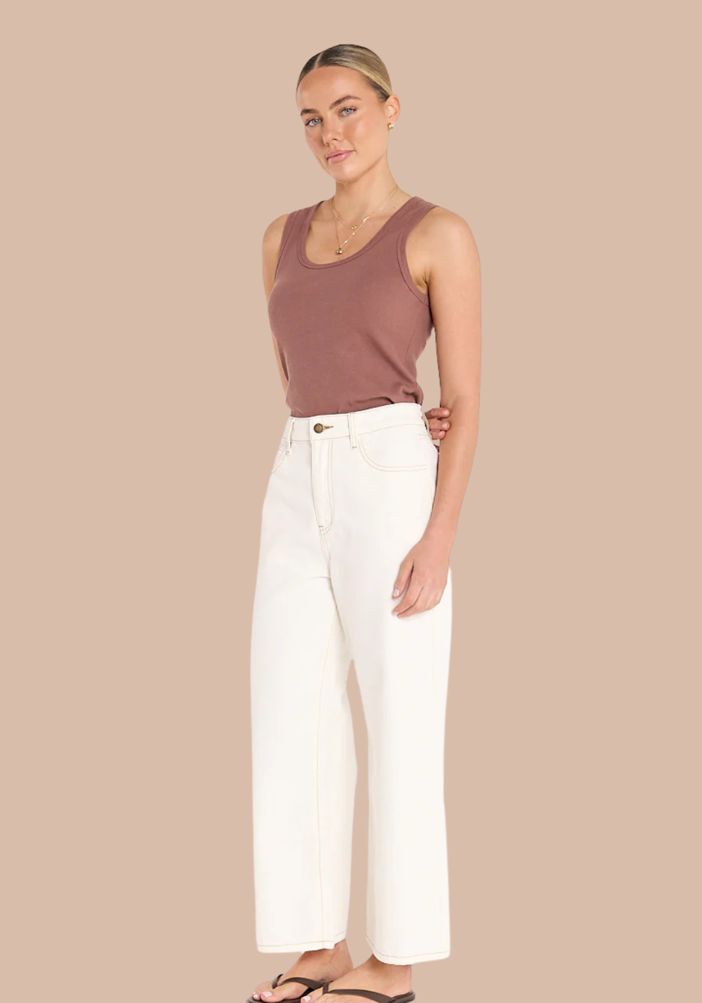 FEATHER + NOISE CASSIE CROPPED JEAN - CREAM